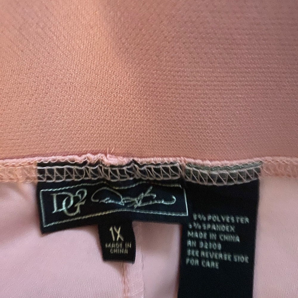 Diane Gilman DG2 stretch slacks,  elastic waistband and pockets 1X peachy pink